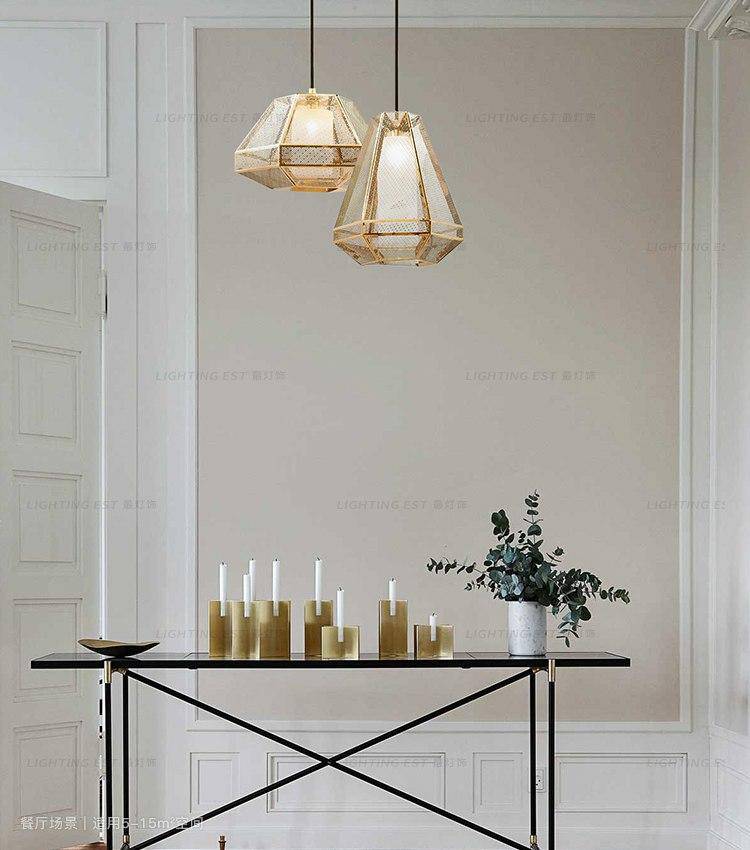 Suspension LED forme géométrique dorée Modern - vue 6 sur 9