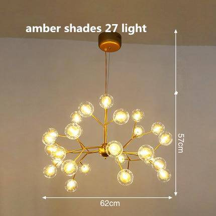 Lustre LED design arbre à branche et boules en verre - vue 17 sur 27