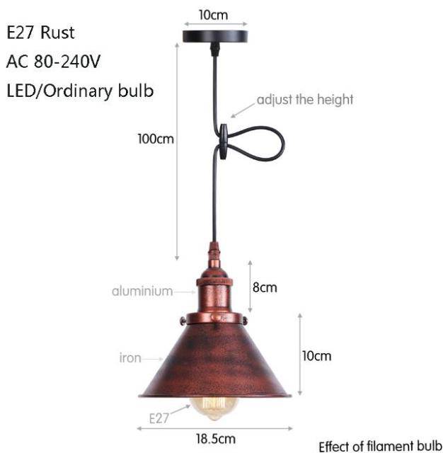 Suspension design à LED avec abat-jour en métal coloré Loft Industriel - vue 11 sur 14