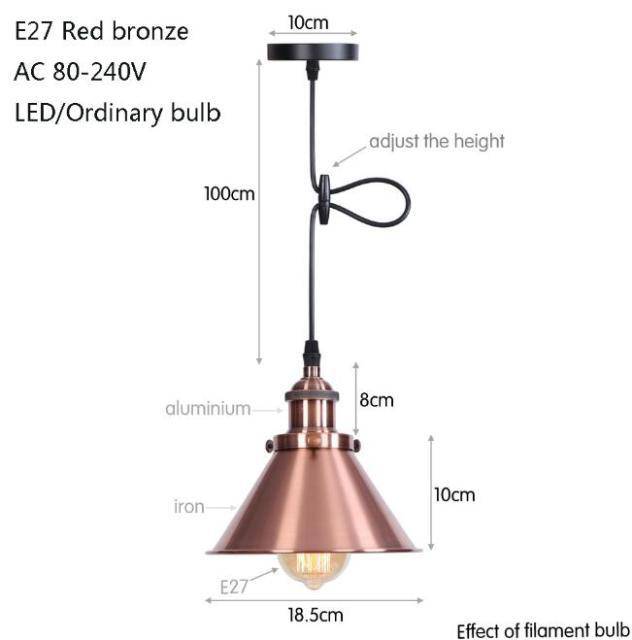 Suspension design à LED avec abat-jour en métal coloré Loft Industriel - vue 9 sur 14