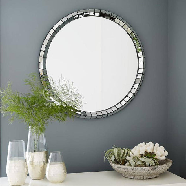 Miroir mural design rond à carreaux Venetian