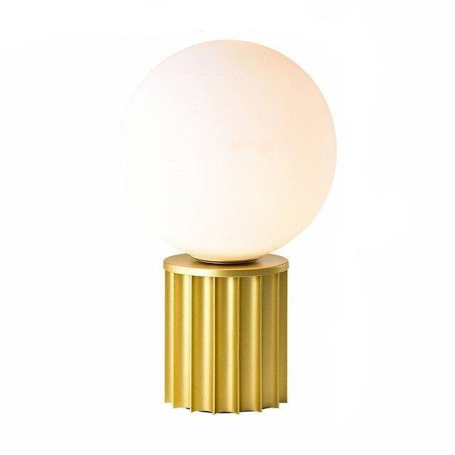 Lampe à poser design en métal doré avec boule blanche LED - vue 7 sur 7