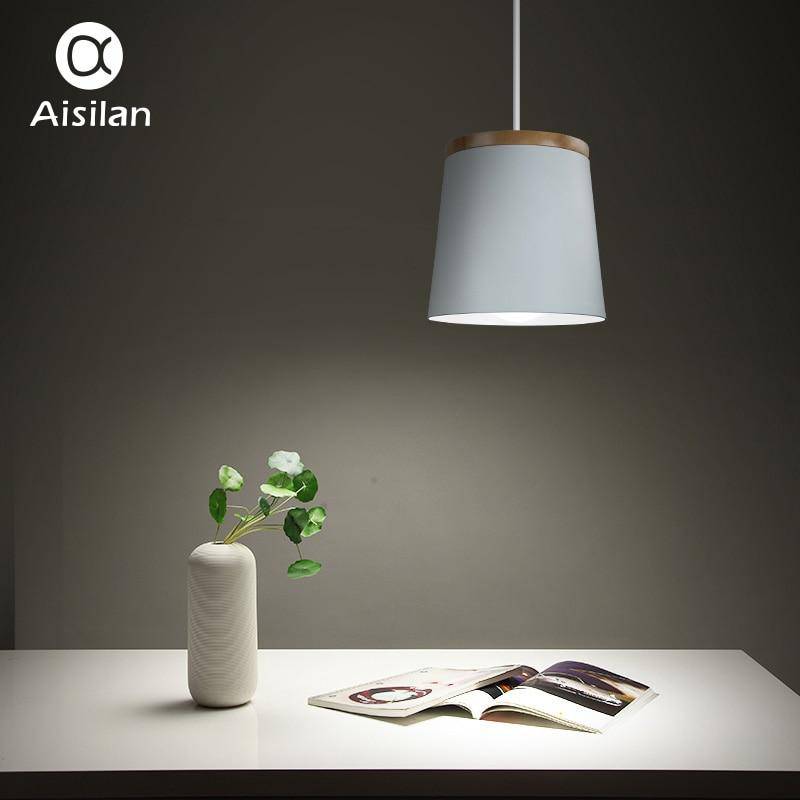 Suspension design bois et métal blanc Aisilan