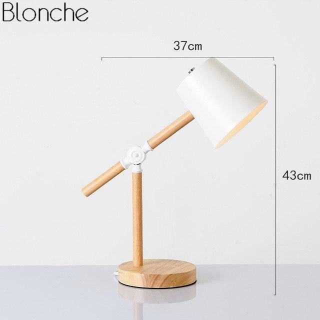 Lampe à poser en bois ajustable avec abat-jour coloré