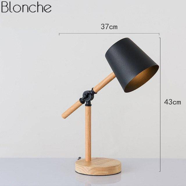 Lampe à poser en bois ajustable avec abat-jour coloré