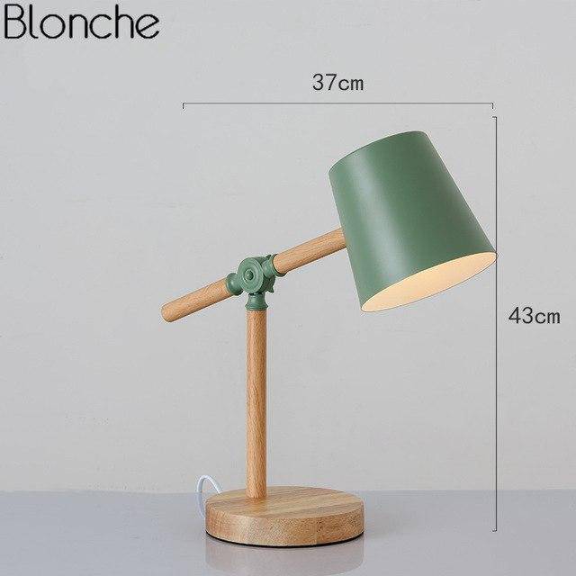 Lampe à poser en bois ajustable avec abat-jour coloré - vue 7 sur 10