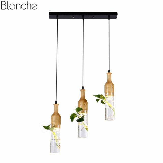 Suspension LED en bois avec plante et réservoir d'eau Bottle - vue 7 sur 8