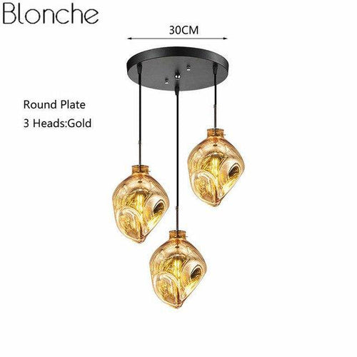 Suspension design LED en verre de couleur déformé Lava - vue 17 sur 16