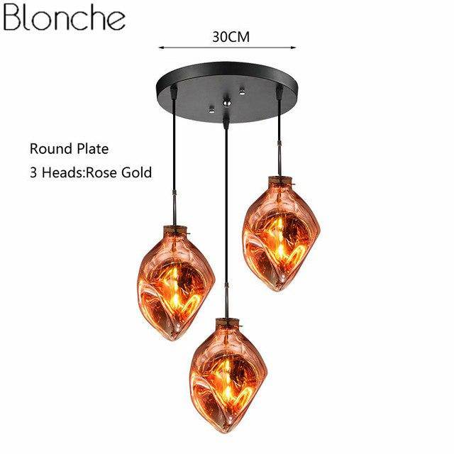 Suspension design LED en verre de couleur déformé Lava - vue 8 sur 16