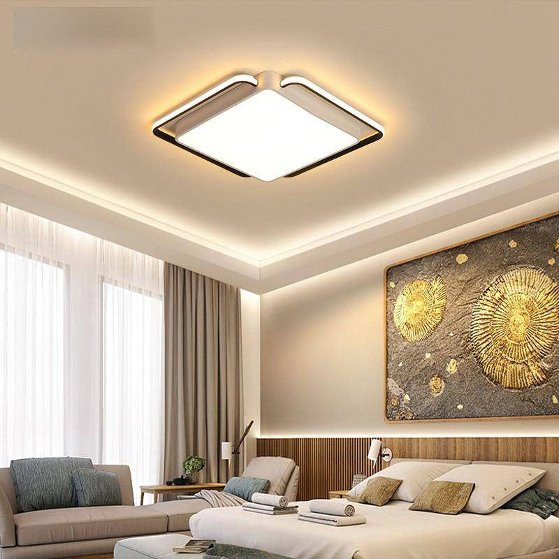 Plafonnier design LED carré et bords arrondis noir et blanc Bwart - vue 4 sur 6