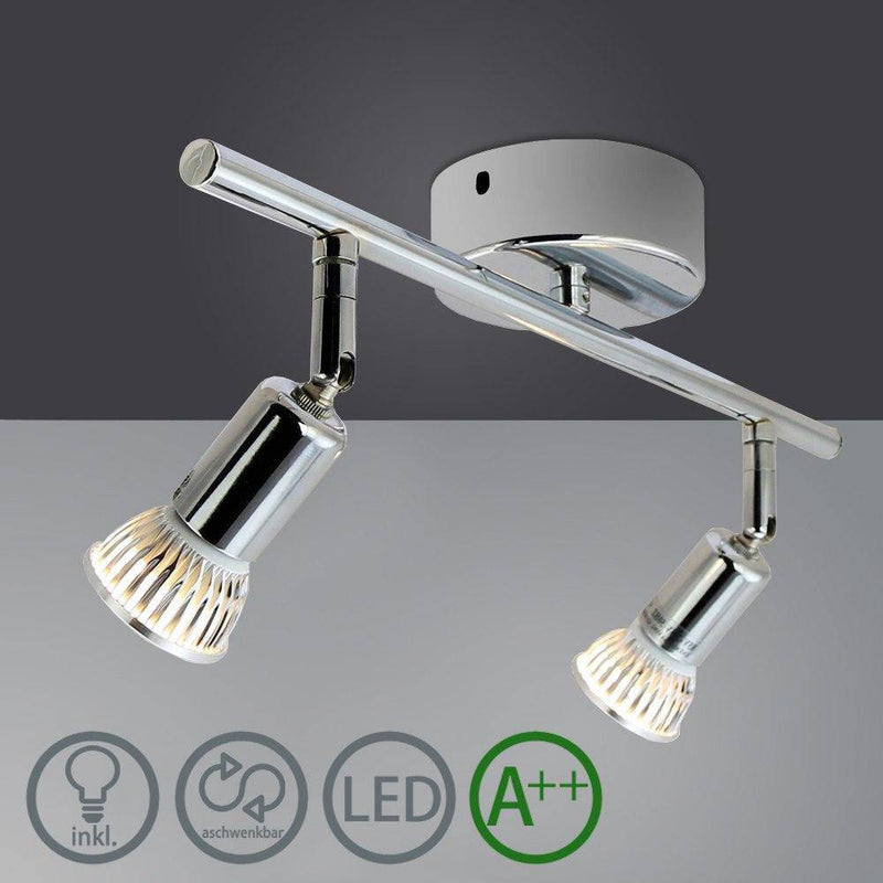 Plafonnier chromé barre à spots LED Indoor