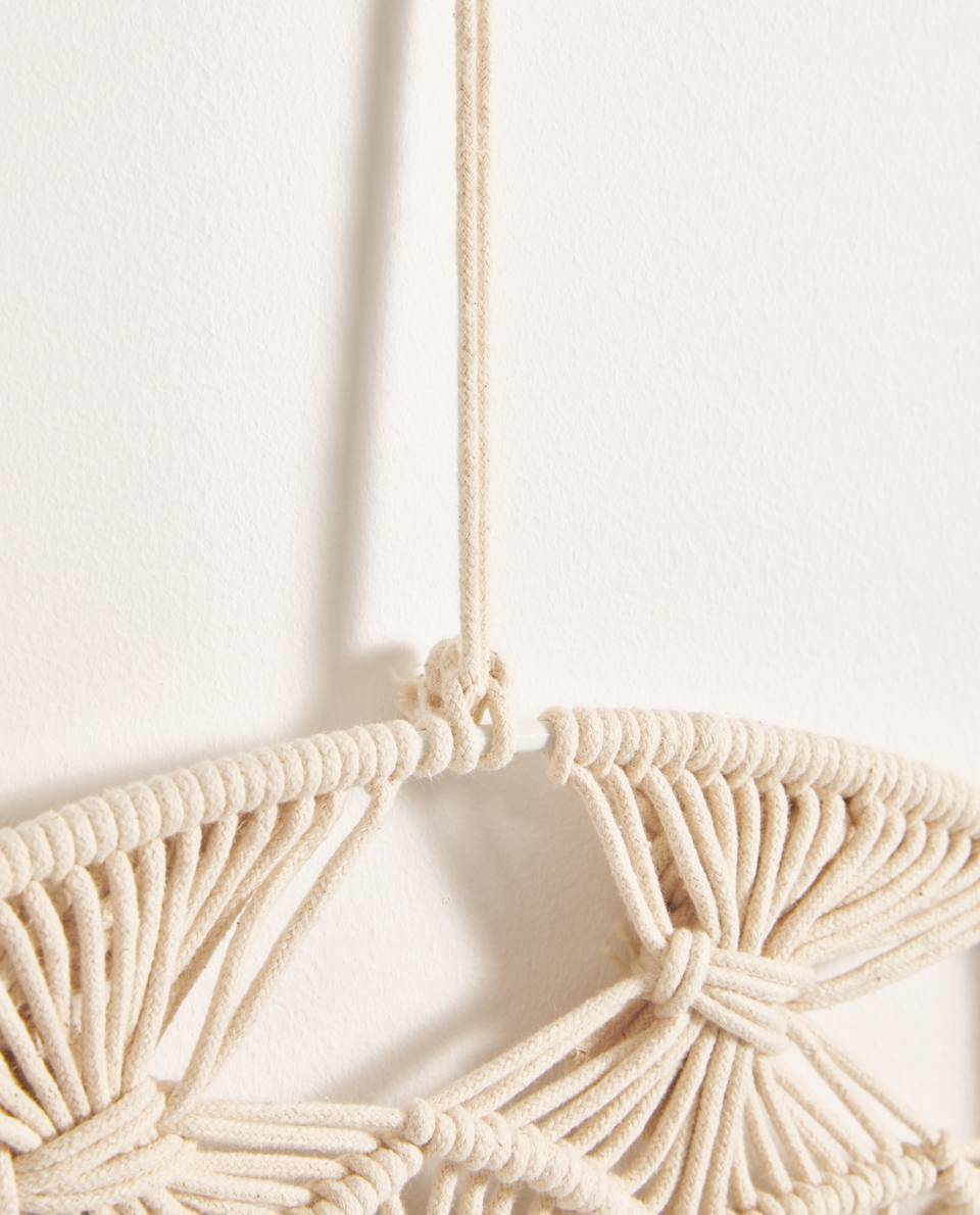 Miroir mural décoratif rond en tissu Macrame - vue 4 sur 8