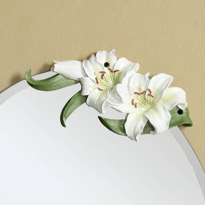 Miroir mural ovale à fleurs Lilies - vue 4 sur 6