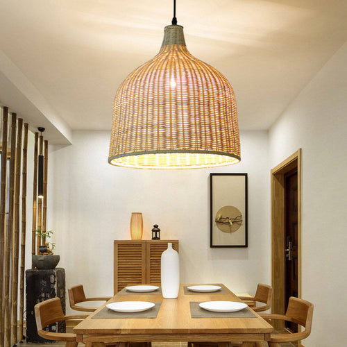 Suspension en rotin LED avec abat-jour arrondi Hang - vue 4 sur 5