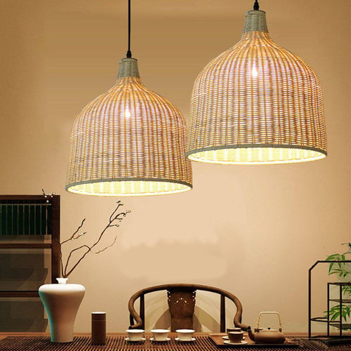 Suspension en rotin LED avec abat-jour arrondi Hang - vue 2 sur 5