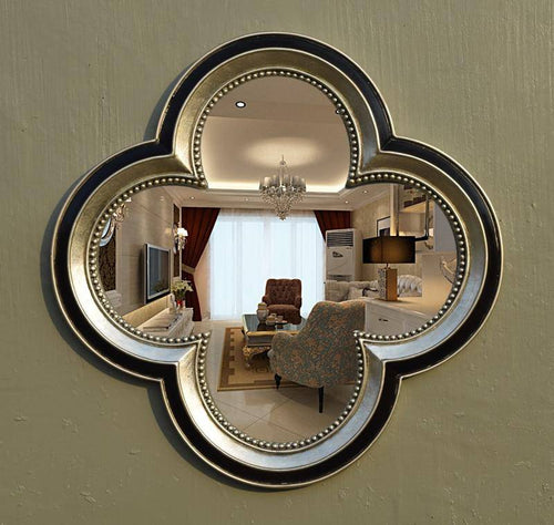 Miroir mural décoratif trèfle à 4 feuilles rétro