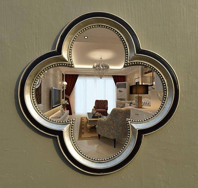 Miroir mural décoratif trèfle à 4 feuilles rétro