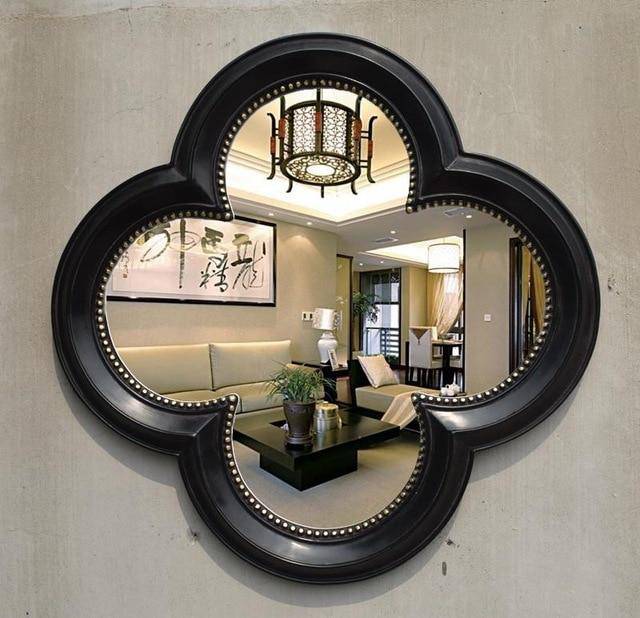 Miroir mural décoratif trèfle à 4 feuilles rétro - vue 3 sur 16