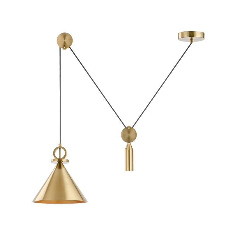 Suspension design dorée à LED avec fil Pulley - vue 4 sur 5