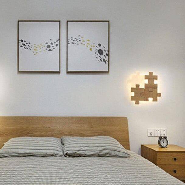 Applique murale design en forme de puzzle en bois