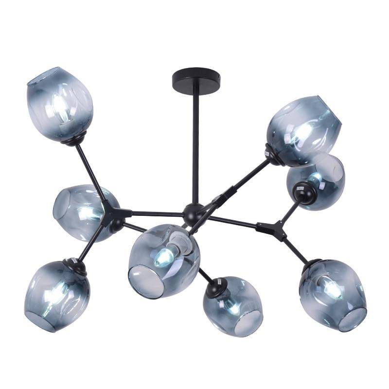 Lustre design à LED branches en métal et lampes en verre Lindsey - vue 4 sur 9