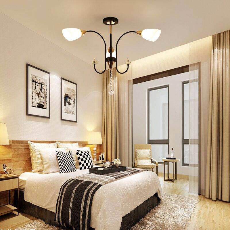 Lustre LED avec bras arrondis et lampes en verre Room