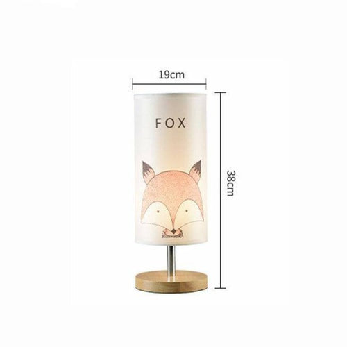 Lampe de chevet (ou bureau) en bois avec dessin d'animaux pour enfant