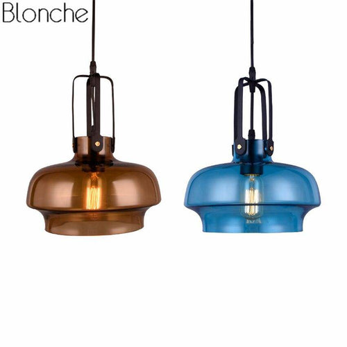 Suspension design LED en verre coloré style Hang - vue 11 sur 10