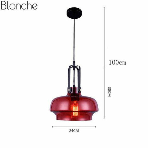 Suspension design LED en verre coloré style Hang - vue 6 sur 10