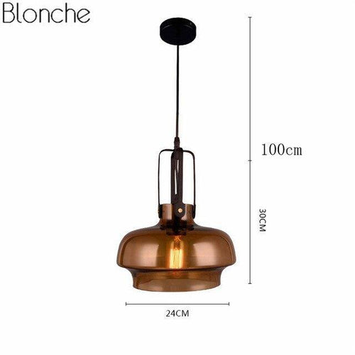 Suspension design LED en verre coloré style Hang
