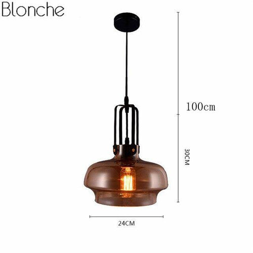 Suspension design LED en verre coloré style Hang - vue 5 sur 10