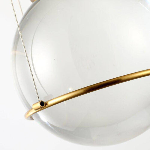 Suspension design LED en métal dorée avec abat-jour en verre cristal Luxury - vue 3 sur 6