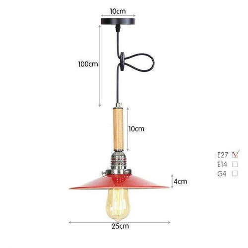Suspension vintage LED en métal avec abat-jour style rétro - vue 6 sur 10