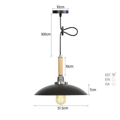 Suspension vintage LED en métal avec abat-jour style rétro - vue 7 sur 10