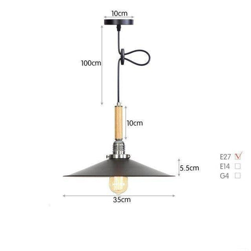 Suspension vintage LED en métal avec abat-jour style rétro - vue 10 sur 10