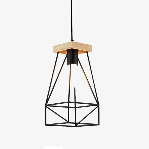 Suspension design LED en cage métal colorée style scandinave