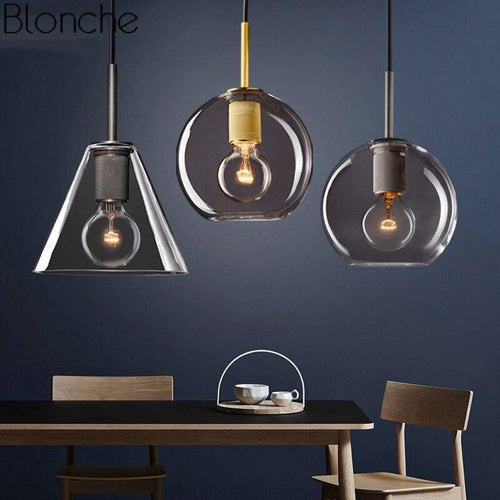 Suspension design LED en verre arrondi au style Loft Industriel - vue 3 sur 8