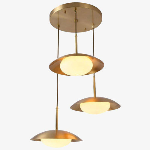 Suspension design LED avec abat-jour arrondi en métal doré Luxury Hang