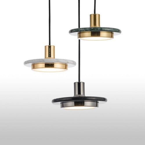 Suspension design LED avec abat-jour en forme de disque chromé Luxury - vue 6 sur 9