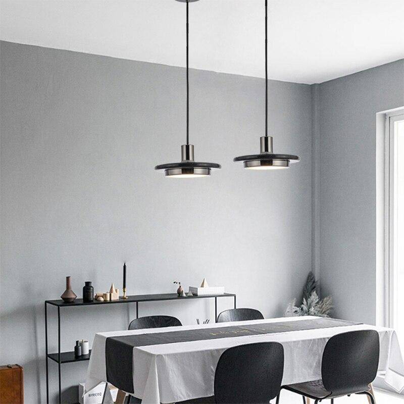 Suspension design LED avec abat-jour en forme de disque chromé Luxury - vue 2 sur 9