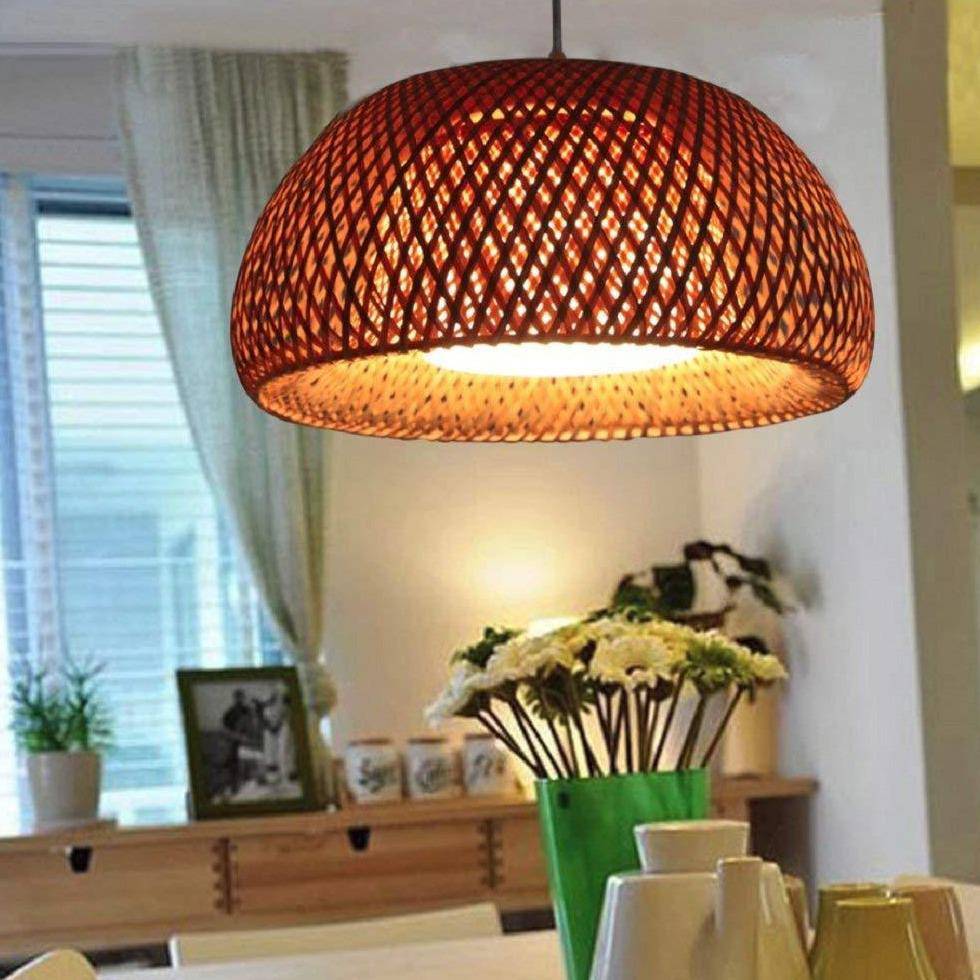 Suspension LED avec abat-jour arrondi en rotin Decor - vue 2 sur 2