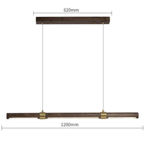 Suspension design LED avec tube allongé en bois style Creative