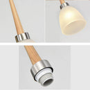 Suspension design en bois LED avec abat-jour arrondi en verre Creative