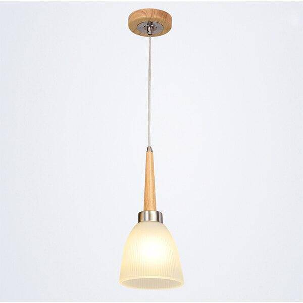 Suspension design en bois LED avec abat-jour arrondi en verre Creative - vue 4 sur 7