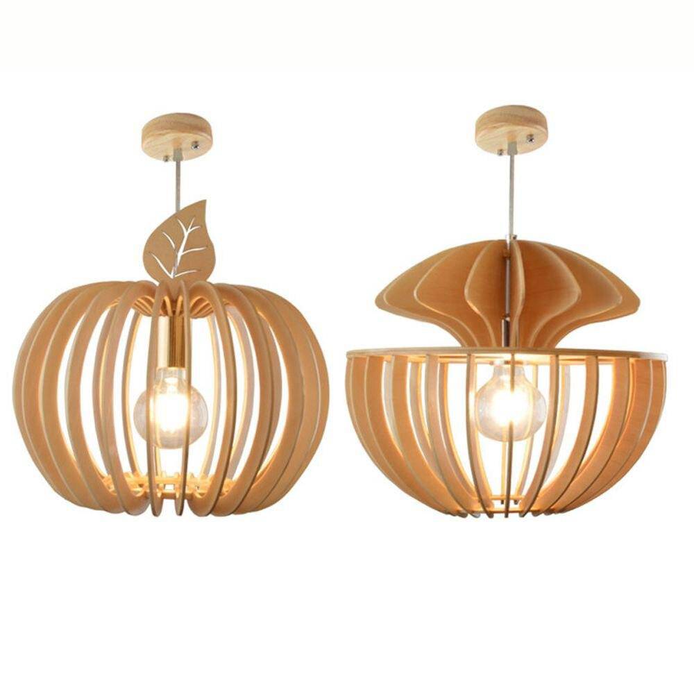 Suspension moderne LED ronde en bois style Ouovo - vue 3 sur 6