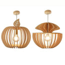 Suspension moderne LED ronde en bois style Ouovo