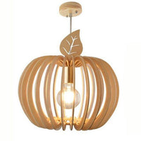 Suspension moderne LED ronde en bois style Ouovo