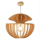 Suspension moderne LED ronde en bois style Ouovo