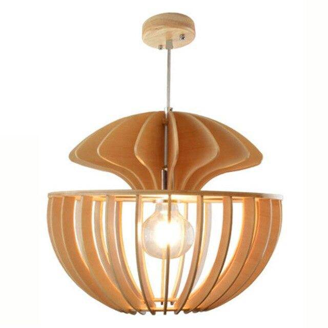 Suspension moderne LED ronde en bois style Ouovo - vue 6 sur 6