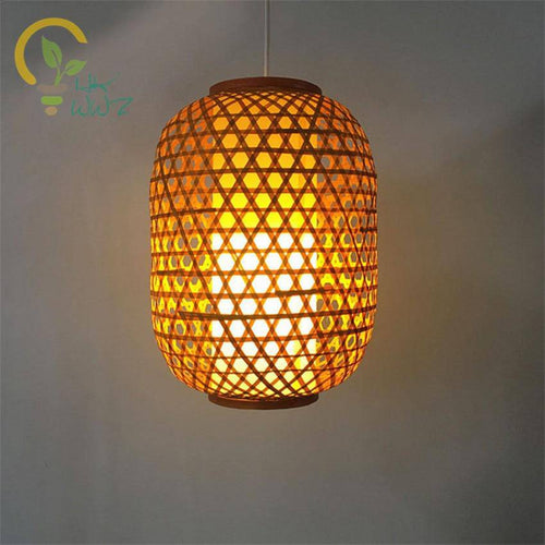 Suspension design en rotin LED aux formes arrondies style Asian - vue 2 sur 3
